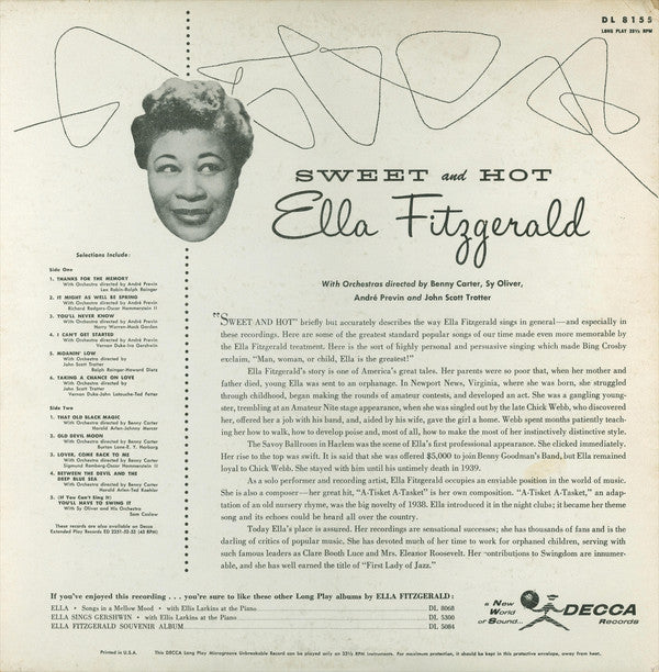Vinyl LP: Ella Fitzgerald-Sweet & Hot